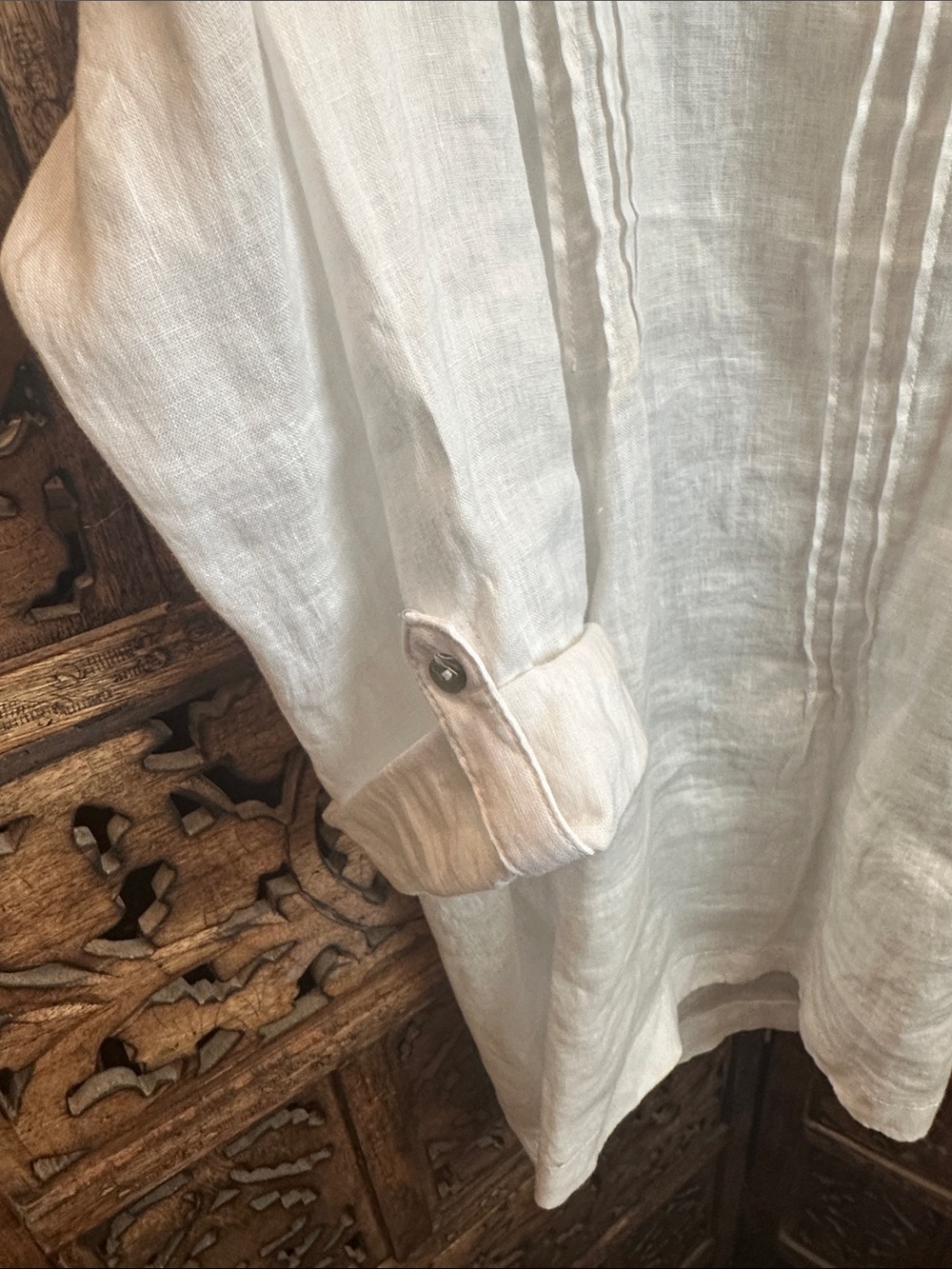 Cynthia Rowley White Linen Pintuck Tunic Shirt - Picture 5 of 5